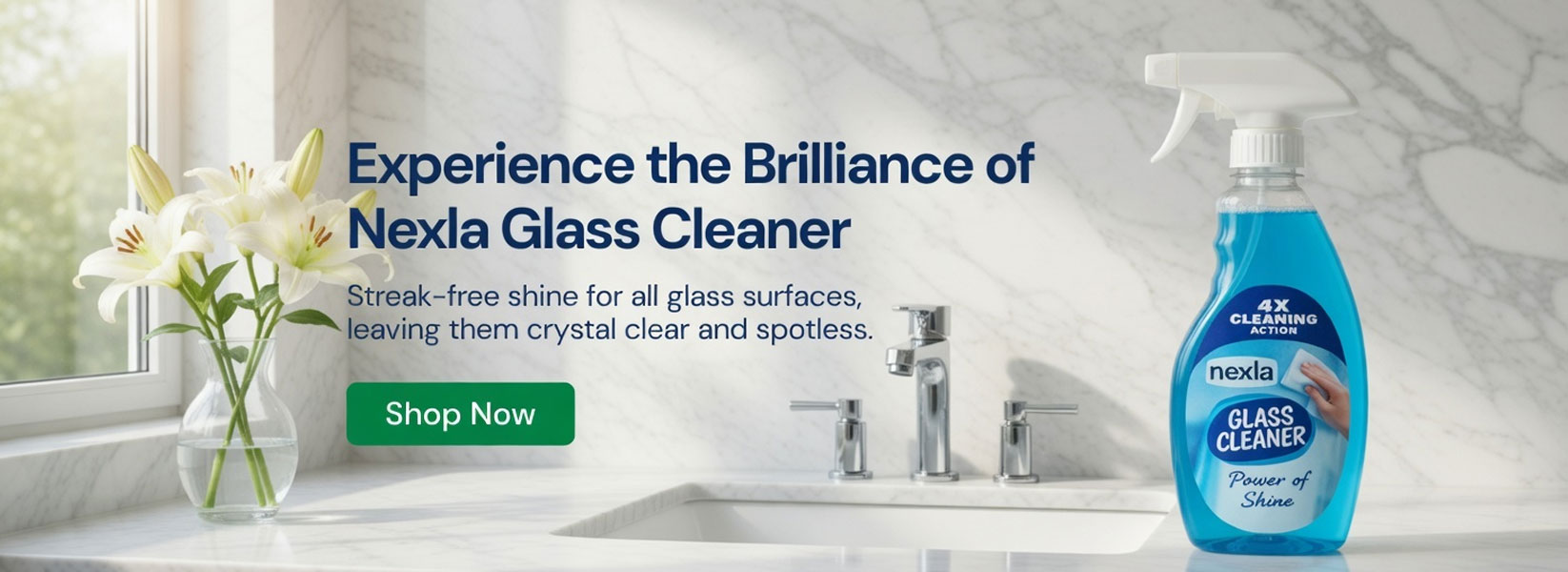 nexla glass cleaner streak free eco friendly 500ml sprayed onto a microfiber cloth next to a laptop and smartphone – safe for screens, ammonia‑free, residue‑free shine