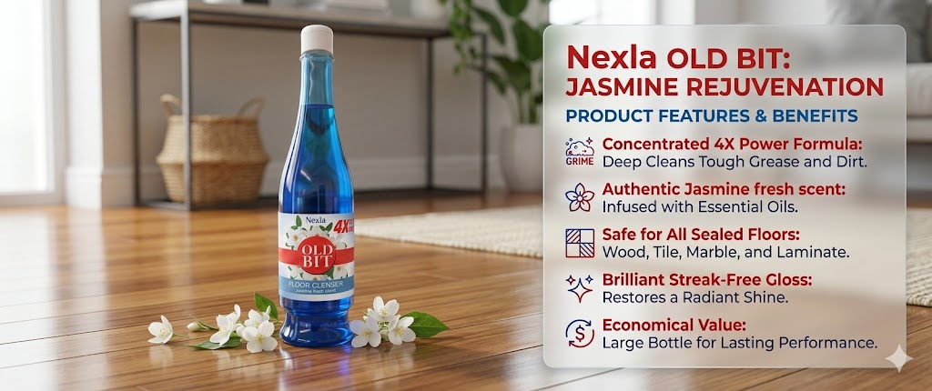 Nexla OLD BIT Jasmine Floor Cleaner 750ml Premium Floral Floor Cleaning Liquid
