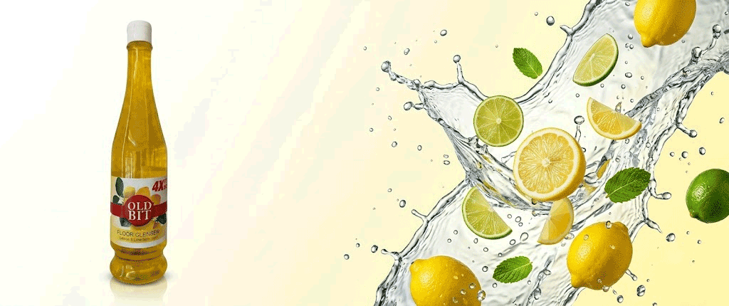 Nexla OLD BIT Lime Floor Cleaner banner with fresh lime lemon splash and vibrant citrus colors