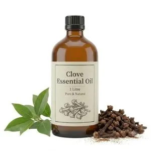 100% Pure Clove Essential Oil steam distilled from Syzygium aromaticum flower buds for aromatherapy, skincare, massage, and wellness.