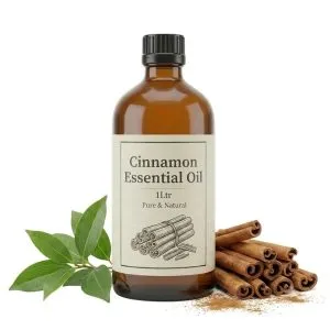 100% Pure Cinnamon Essential Oil steam distilled from Cinnamomum verum bark for aromatherapy, skincare, massage, and wellness.