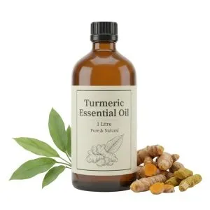 100% Pure Turmeric Essential Oil steam distilled from Curcuma longa rhizomes for aromatherapy, skincare, massage, and wellness.