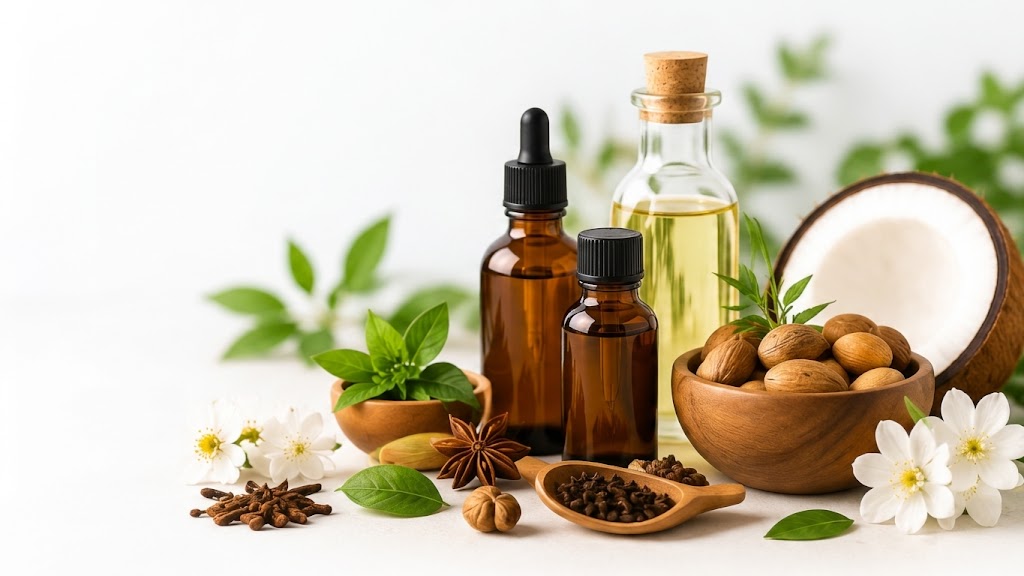 Premium ingredients - essential oils, botanicals, spices, coconut and nuts