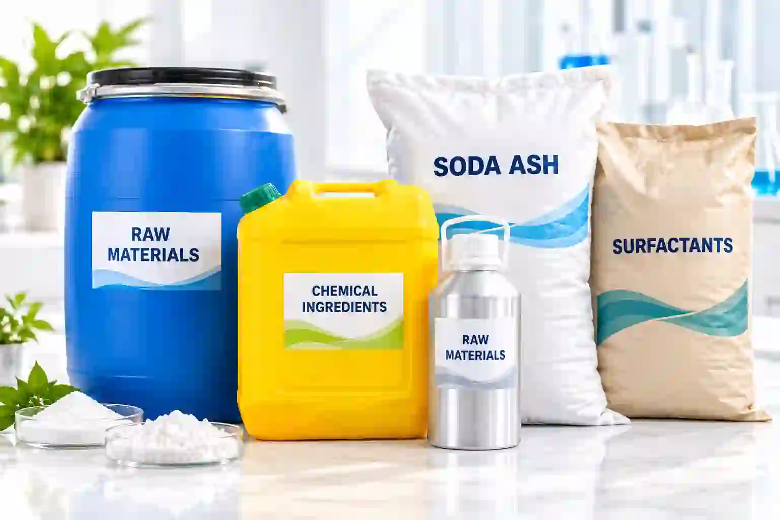 Cleaning formulation product representing raw materials and ingredients for manufacturers